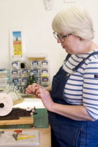 Louise Ferrier artist opens her studio in Suffolk for Suffolk Open Studios event 2021. Photograph by Moggy Photographer