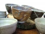 Stoneware bowls with natural glazes