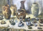 "Pebbly Pots" oil on canvas 120cm x 90cm