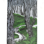 lino print "Woodland stream"