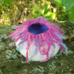 Pink and blue pot in felt