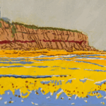 lino print "Hunstanton Cliffs"