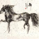 Horse in chines ink on mulberry paper