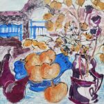 Fruit Still Life with Garden View - Mixed Media