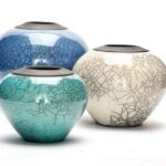 Crackle glazed raku vases