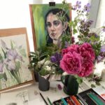 In my studio - flowers and portrait