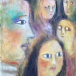 'Us and them' detail - mixed media painting